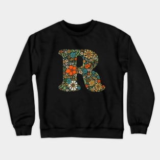 Hippie Floral Letter R Crewneck Sweatshirt